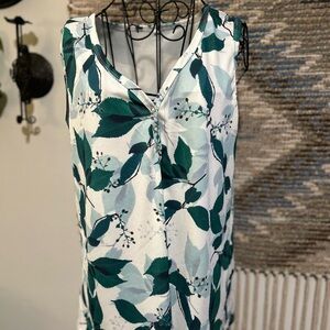 Floral Green and White Women's Top